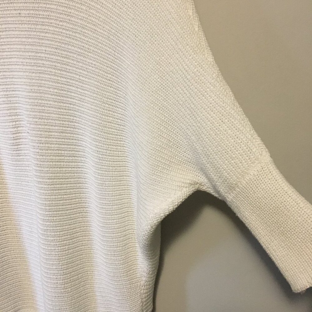 Point Zero White Knit Bat Sleeve Open Front Cardigan Medium Bohemian - Picture 6 of 16